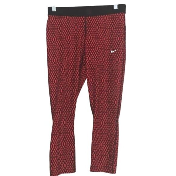 Nike Womens Dri-Fit Red & Black Polka Dot Compression Leggings Size M - Picture 1 of 9